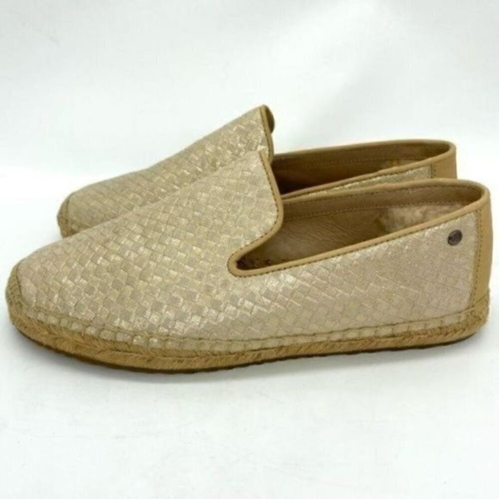 Ugg Womens Sandrinne Metallic Leather Espadrille Slip On Shoes - Picture 3 of 14